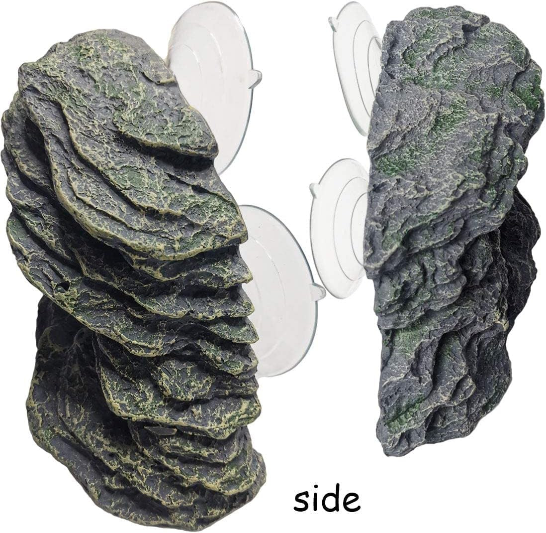 Turtle Basking Platform Tortoise Resin Dock Tortoise Climbing Ramp Shale with Suction Cup Adjustable Resting Terrace Lizard Climbing Platform for Frogs Newts (Small:6.0”Lx2.7”Wx2.7”H)