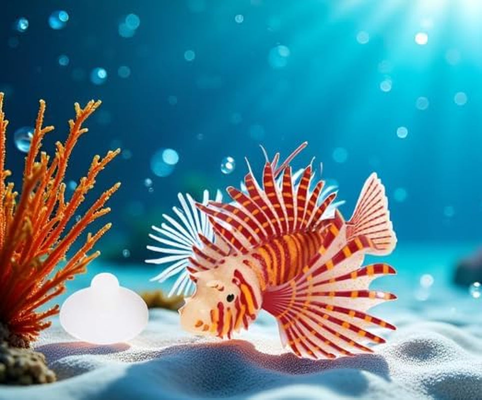 Artificial Glowing Fish, Artificial Glowing Lion Fish Luminous Fake Fish Aquarium Fish Landscape Ornament Simulation Animal Decoration(Red)