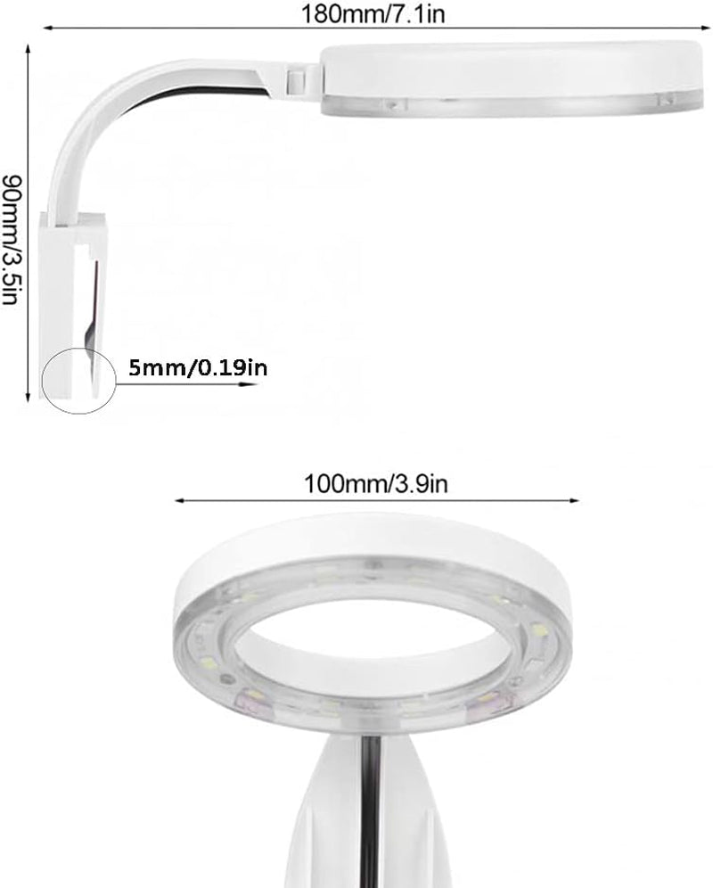5W Mini Fish Tank Light White Clip-On Aquarium Lights for Small Betta Fish Tank,Round Light Aquatic Plant Lighting (White Body + Blue LED Light) Suitable for Small Fish Tanks