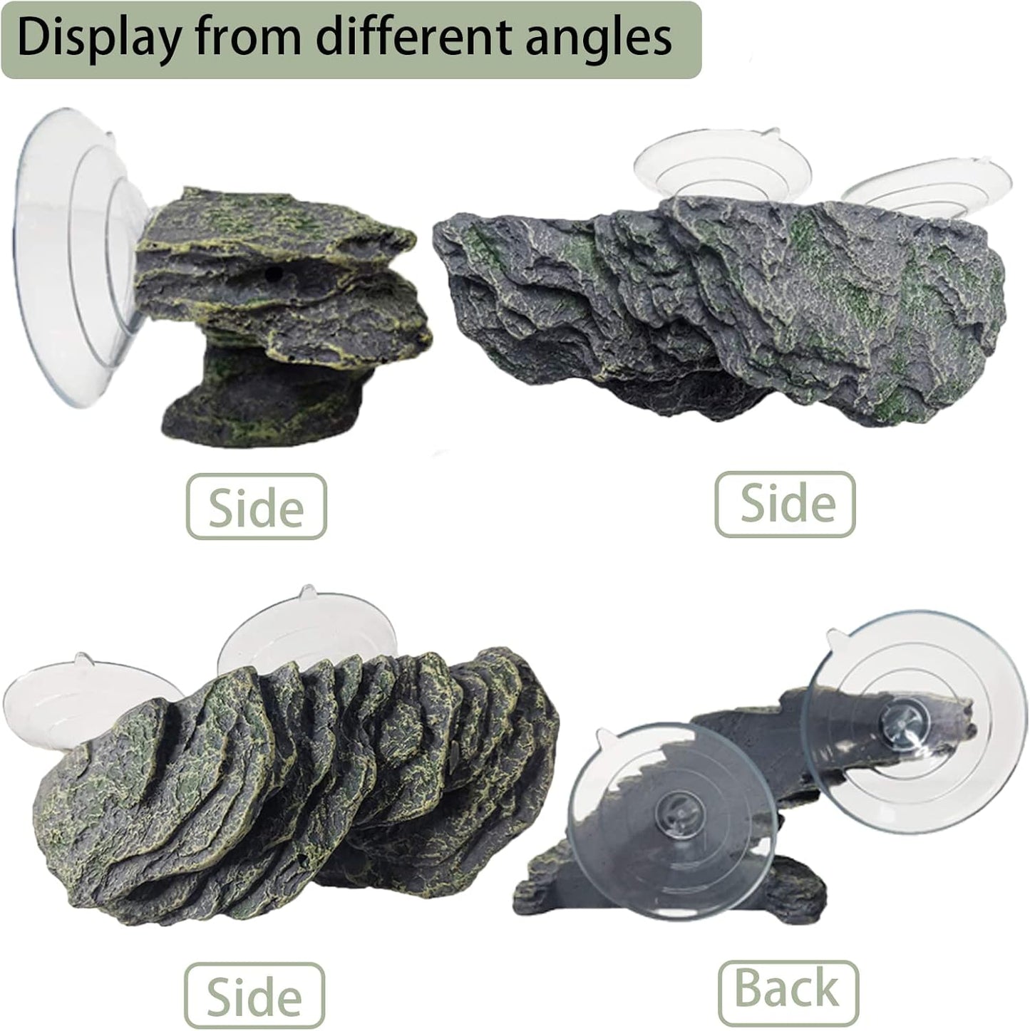 Turtle Basking Platform Tortoise Resin Dock Tortoise Climbing Ramp Shale with Suction Cup Adjustable Resting Terrace Lizard Climbing Platform for Frogs Newts (Small:6.0”Lx2.7”Wx2.7”H)