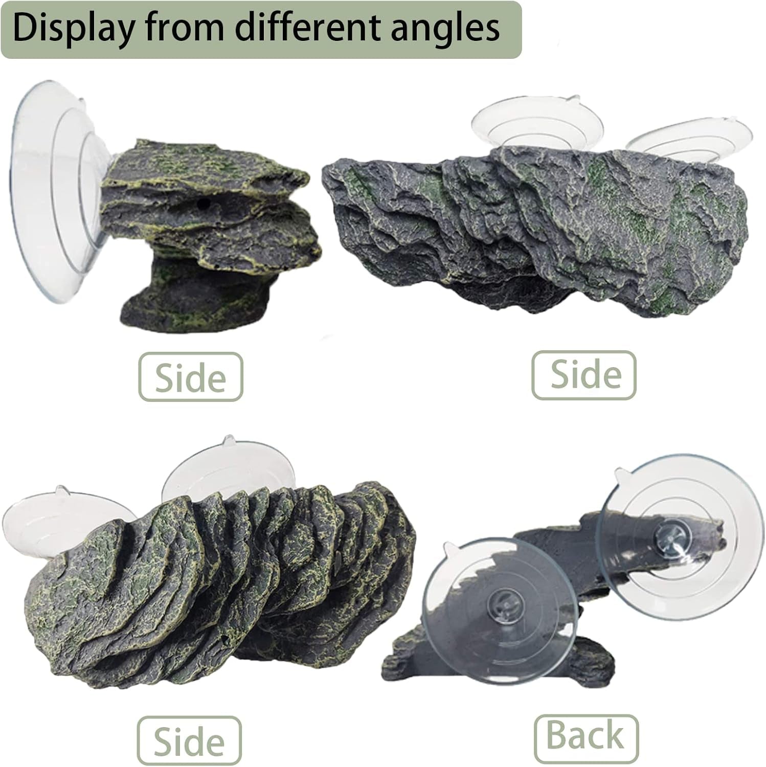 Turtle Basking Platform Tortoise Resin Dock Tortoise Climbing Ramp Shale with Suction Cup Adjustable Resting Terrace Lizard Climbing Platform for Frogs Newts (Small:6.0”Lx2.7”Wx2.7”H)