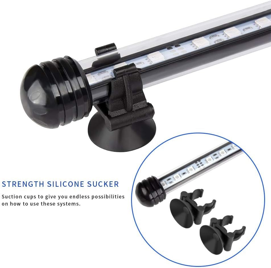 LED Aquarium Light, Fish Tank Light Waterproof RGB Colorful Underwater Submersible LED Lights Strip Background Decorate Lighting, 15"