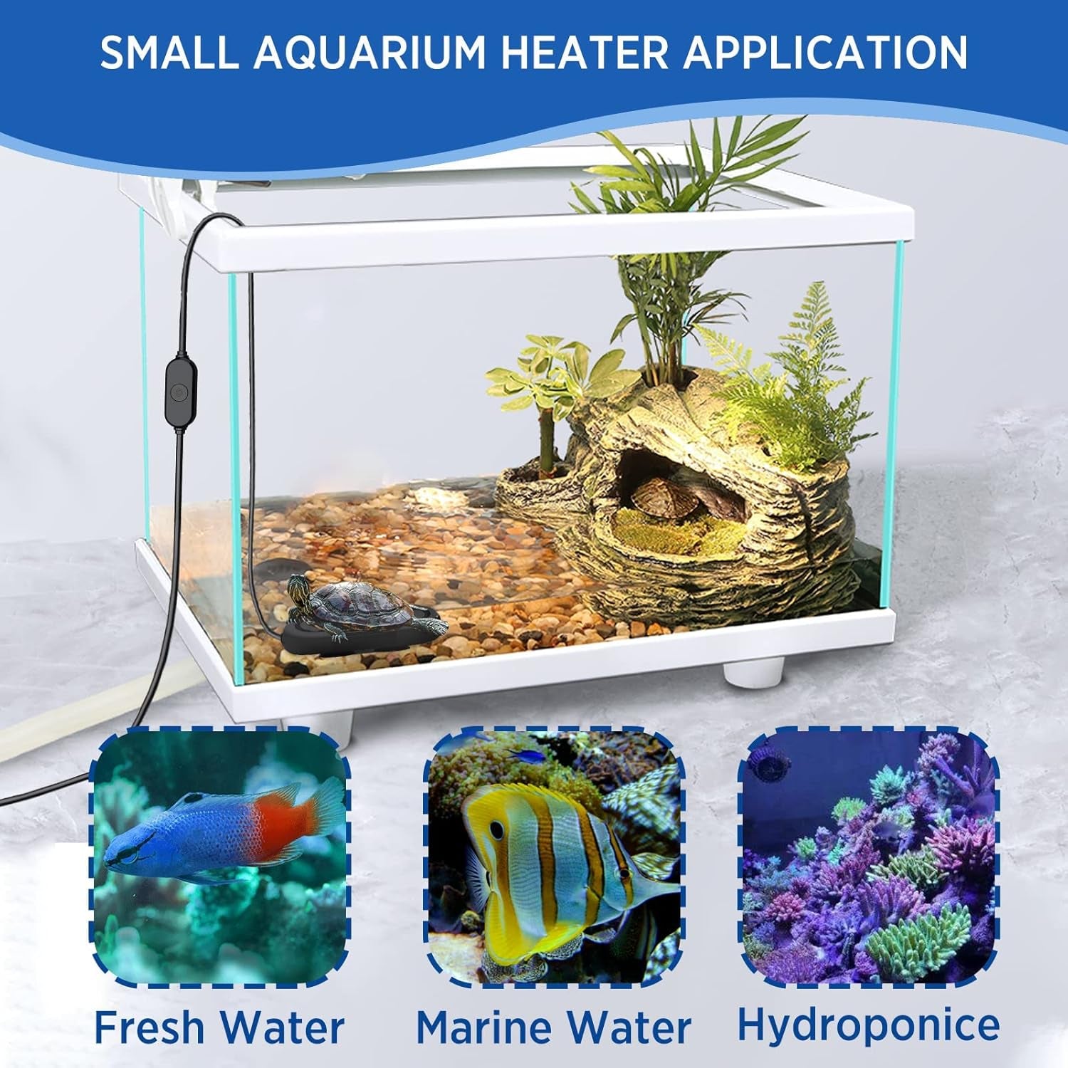 Mini Aquarium Heater for Fish Tank Submersible Small Heater with Intelligent LED Temperature Display and External Controller for Betta Fish Tank and Turtle Tank (25W)