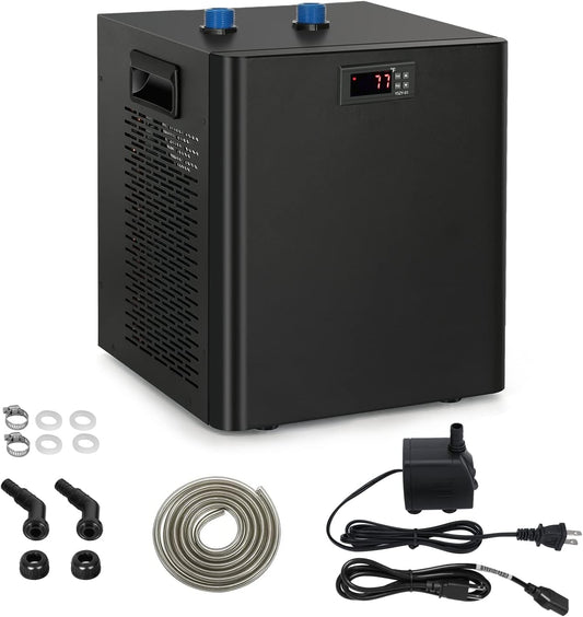 Aquarium Water Chiller, 79 Gal 1/3 HP Fish Tank Water Chiller with Special Quiet Design Compressor Refrigeration for Hydroponic System Axolotl Jellyfish Coral Crystal Shrimp 300L