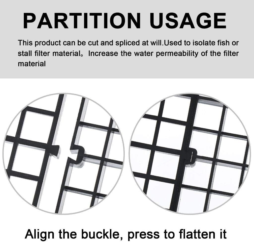 12Pcs Aquarium Fish Tank Divider Plastic Egg Crate Aquarium Filter Bottom Tray Grid Isolation Board Partition Net Pane Separator for Mixed Breeding Light Diffuser,15Pcs Sucker Clips Suction Cups,Black