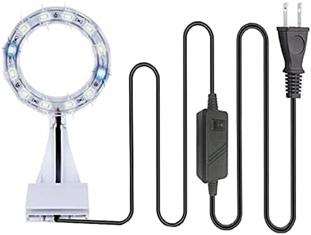 5W Mini Fish Tank Light White Clip-On Aquarium Lights for Small Betta Fish Tank,Round Light Aquatic Plant Lighting (White Body + Blue LED Light) Suitable for Small Fish Tanks