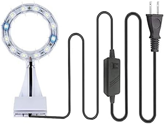 5W Mini Fish Tank Light White Clip-On Aquarium Lights for Small Betta Fish Tank,Round Light Aquatic Plant Lighting (White Body + Blue LED Light) Suitable for Small Fish Tanks