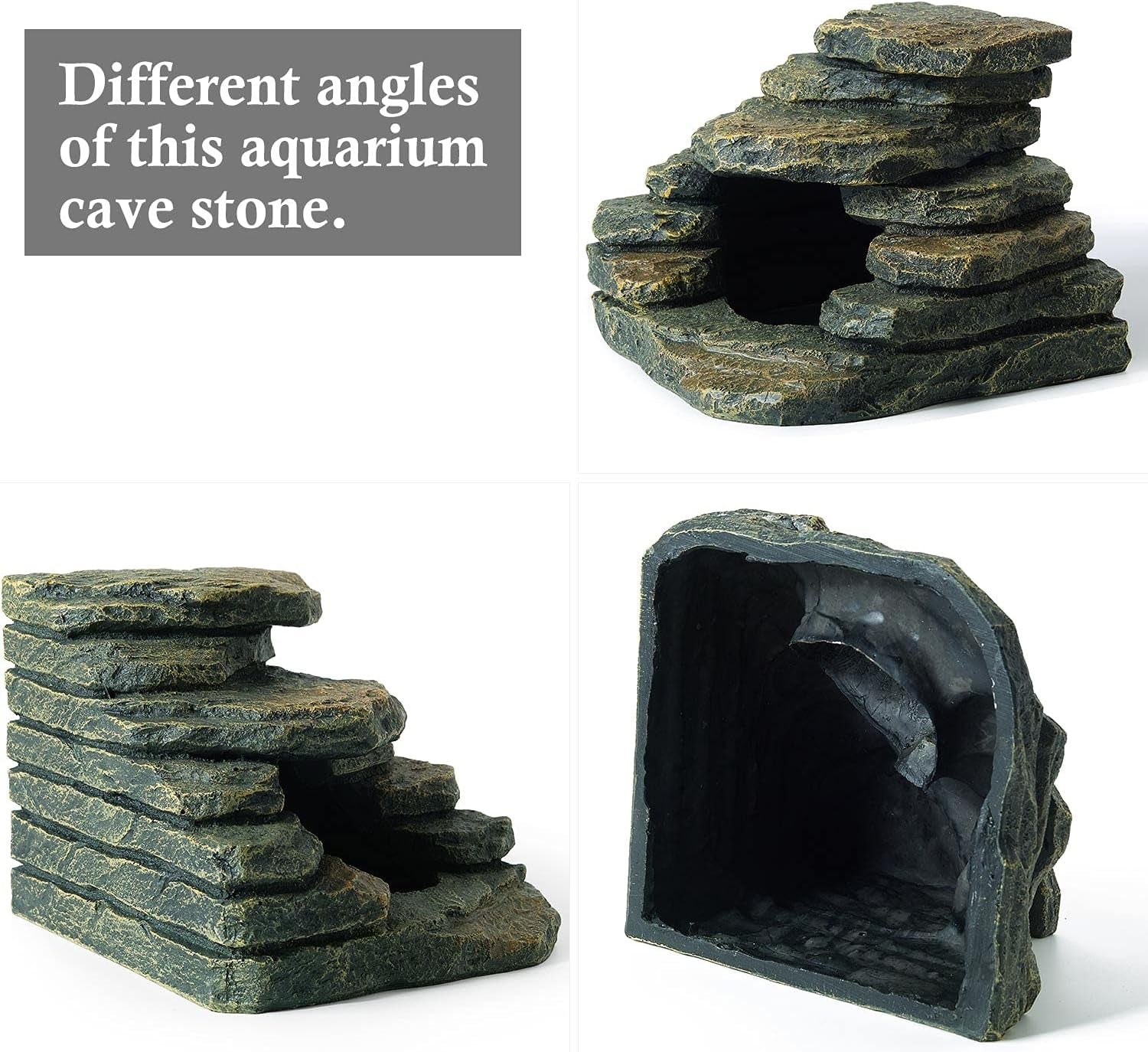 Aquarium Ornaments, Aquarium Mini Skull Skeleton/Aquarium Mini Castle/Aquarium Hippon Cave/Aquarium Rock Stone Cave Decoration, Fish Tank Decoration Landscape Hiding House (Rock Cave)