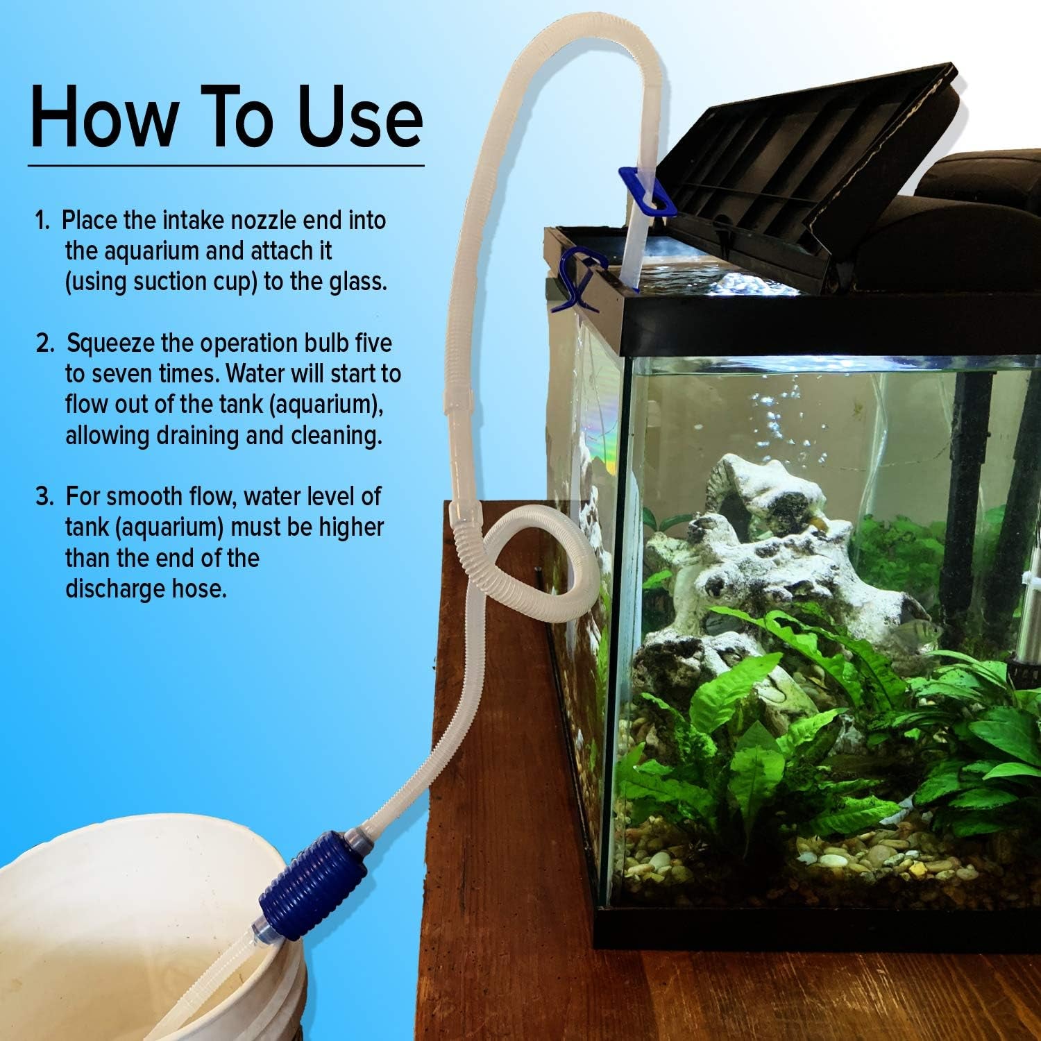 Fish Tank Cleaner/Fish Tank Accessories - Comes W/Gravel Vacuum for Aquarium, Fish Net, Magnet Brush & Algae Scraper - BPA Free Aquarium Supplies & Aquarium Cleaning Tools (3 in 1 Starter Kit)
