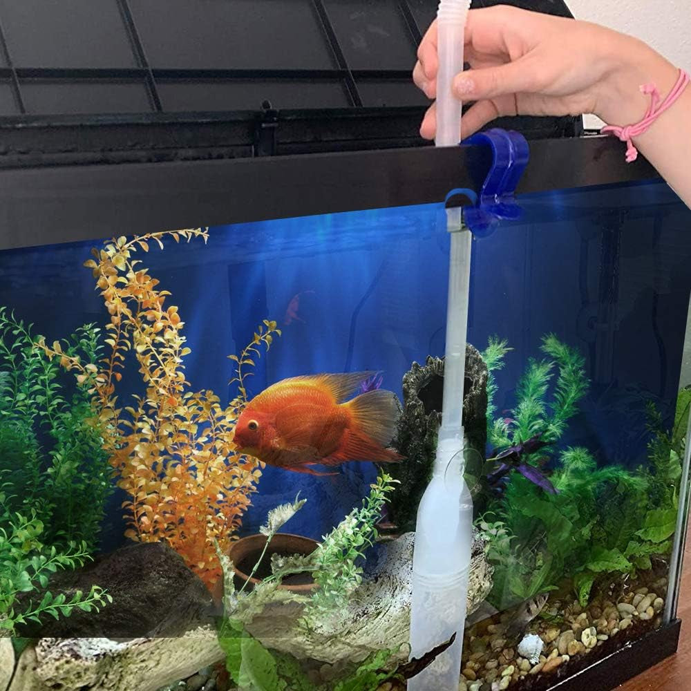 Fish Tank Cleaner/Fish Tank Accessories - Comes W/Gravel Vacuum for Aquarium, Fish Net, Magnet Brush & Algae Scraper - BPA Free Aquarium Supplies & Aquarium Cleaning Tools (3 in 1 Starter Kit)