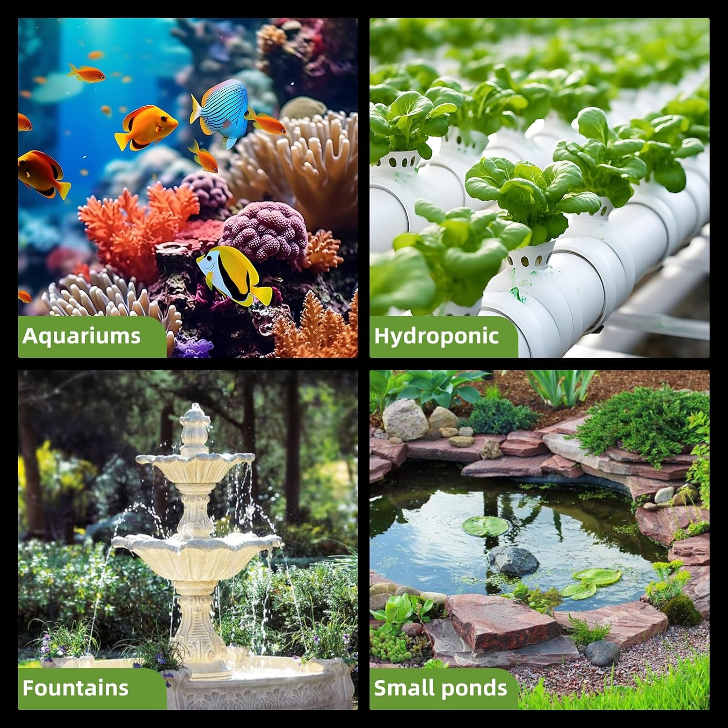 Fountain Submersible Water Pump: 330 GPH 25W Small Sump Pump for Outdoor Pond Hydroponic Statuary Waterfall Aquarium Fish Tank