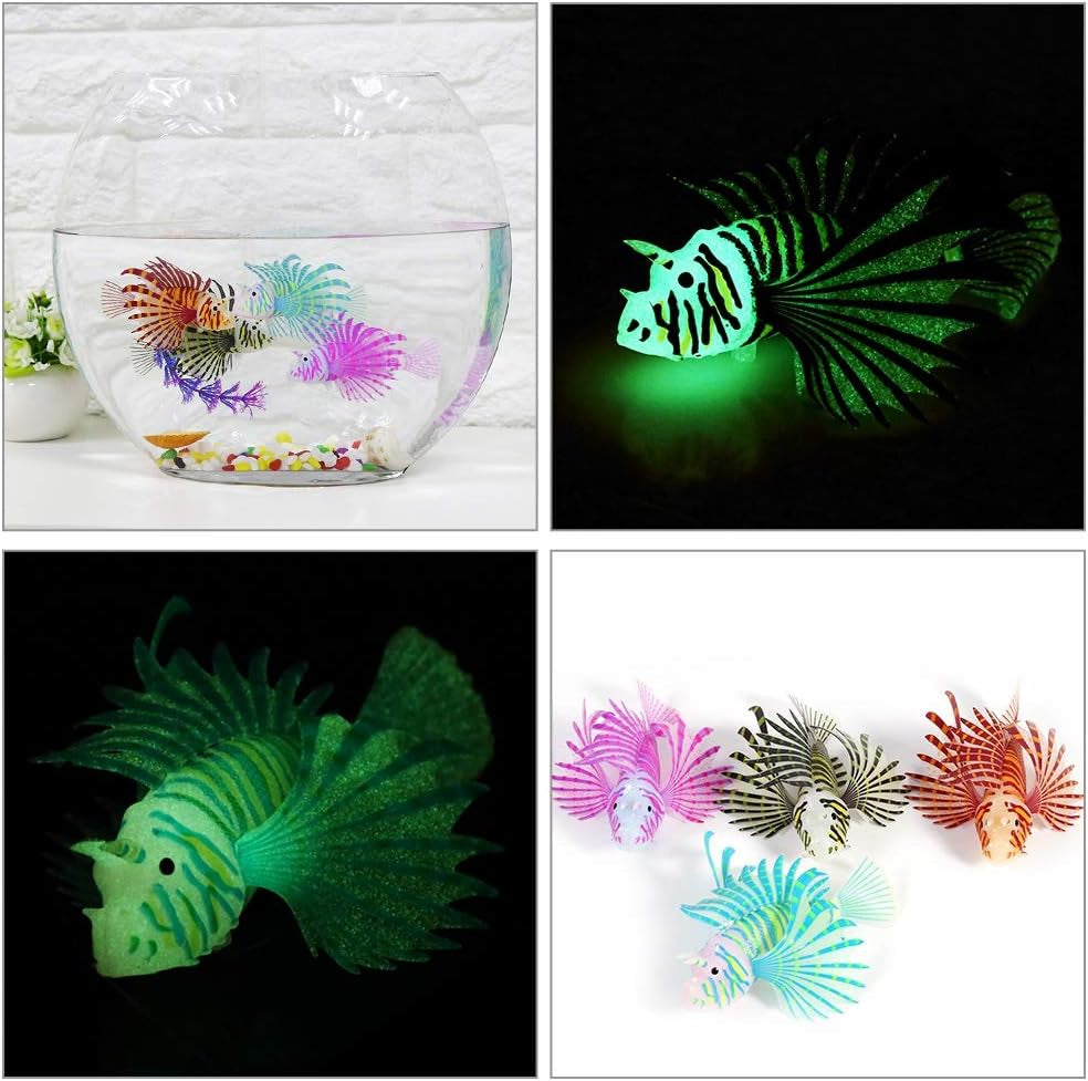 Artificial Glowing Fish, Artificial Glowing Lion Fish Luminous Fake Fish Aquarium Fish Landscape Ornament Simulation Animal Decoration(Red)