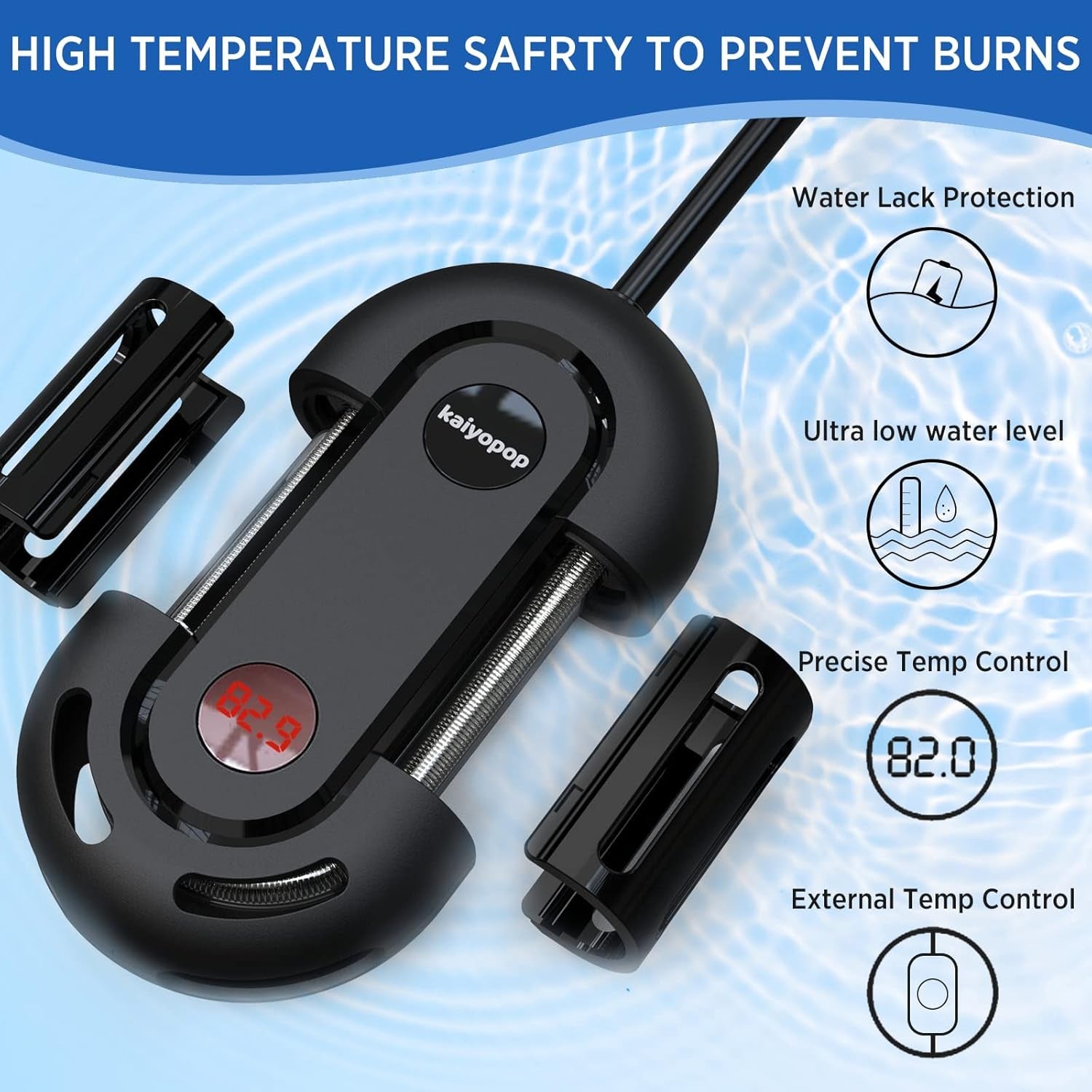 Mini Aquarium Heater for Fish Tank Submersible Small Heater with Intelligent LED Temperature Display and External Controller for Betta Fish Tank and Turtle Tank (25W)