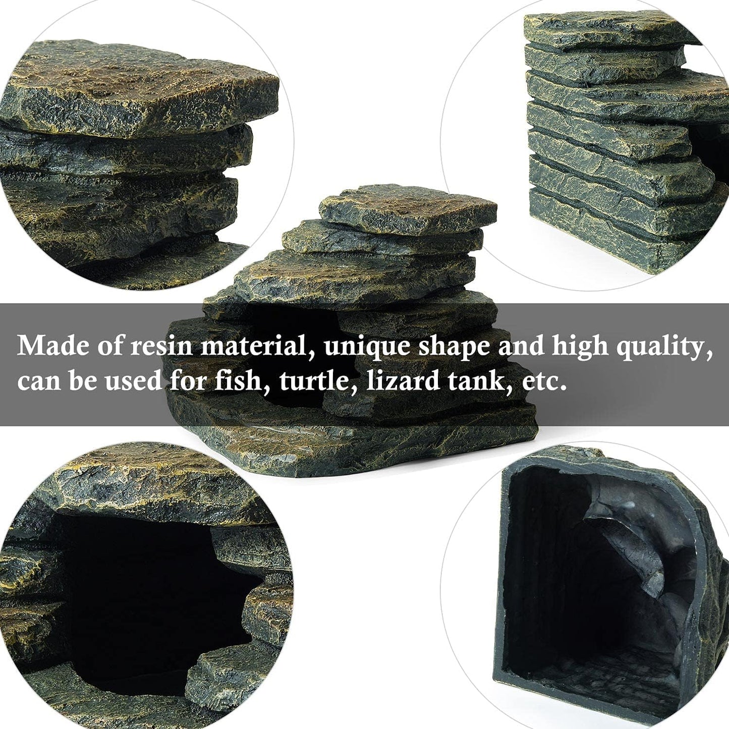 Aquarium Ornaments, Aquarium Mini Skull Skeleton/Aquarium Mini Castle/Aquarium Hippon Cave/Aquarium Rock Stone Cave Decoration, Fish Tank Decoration Landscape Hiding House (Rock Cave)