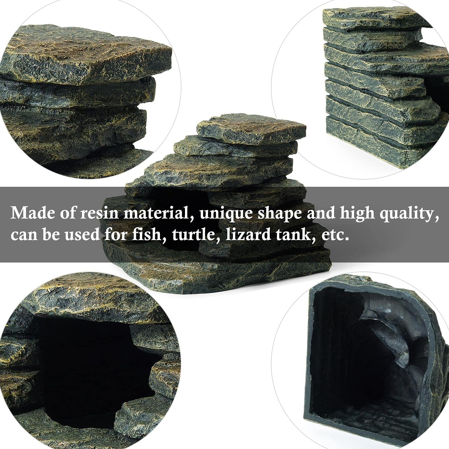 Aquarium Ornaments, Aquarium Mini Skull Skeleton/Aquarium Mini Castle/Aquarium Hippon Cave/Aquarium Rock Stone Cave Decoration, Fish Tank Decoration Landscape Hiding House (Rock Cave)