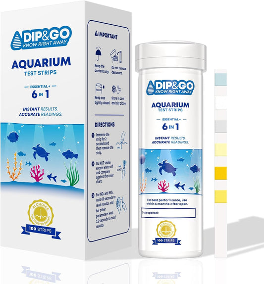 Aquarium Test Strips - Ammonia Test Kit for Aquarium -  6 in 1 Aquarium Water Test Kit for Freshwater, Fish Tank Water Testing Kit, 100 Strips