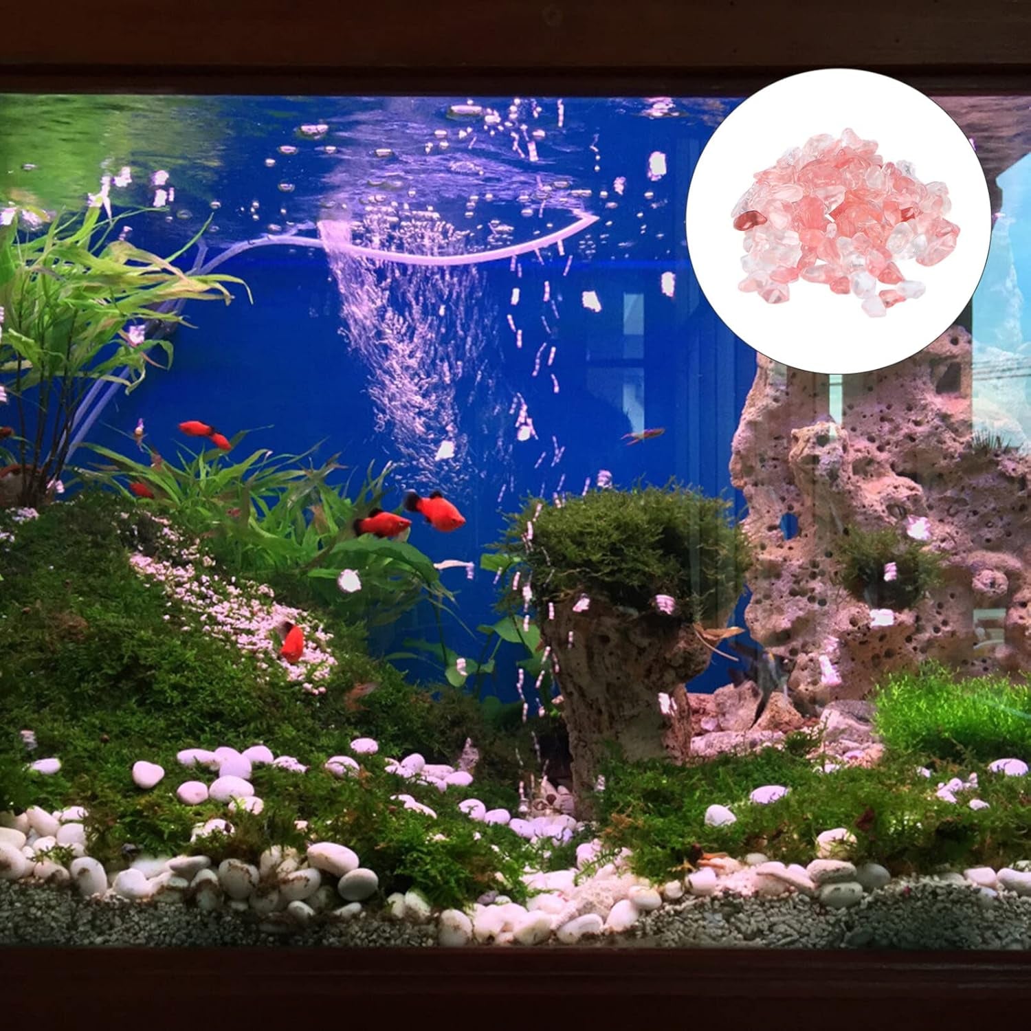 Aquarium Pebbles Pink-Fish Tank Gravel Rock Crystal Stones for Fish Tank/Terrariums/Garden/Flowerpot/Glassware/Vases Decoration (100G 5-7Mm)