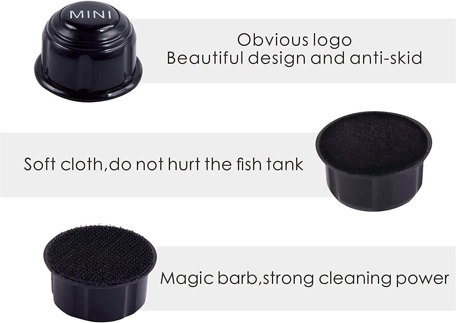 Algae Scrapers, 2PCS Super Magnetic Cleaner Aquarium Cleaner Brush, Magnet Brush Suitable for Small Fish Tank (Black+Black)