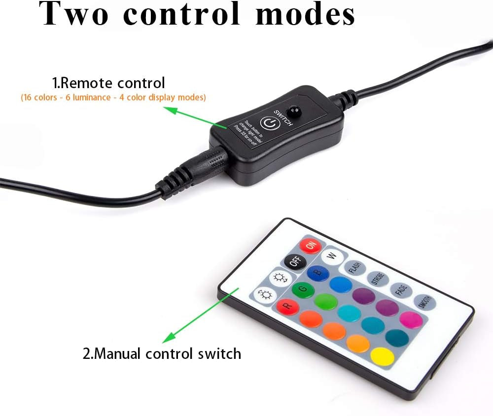 LED Aquarium Light, Fish Tank Light Waterproof RGB Colorful Underwater Submersible LED Lights Strip Background Decorate Lighting, 15"