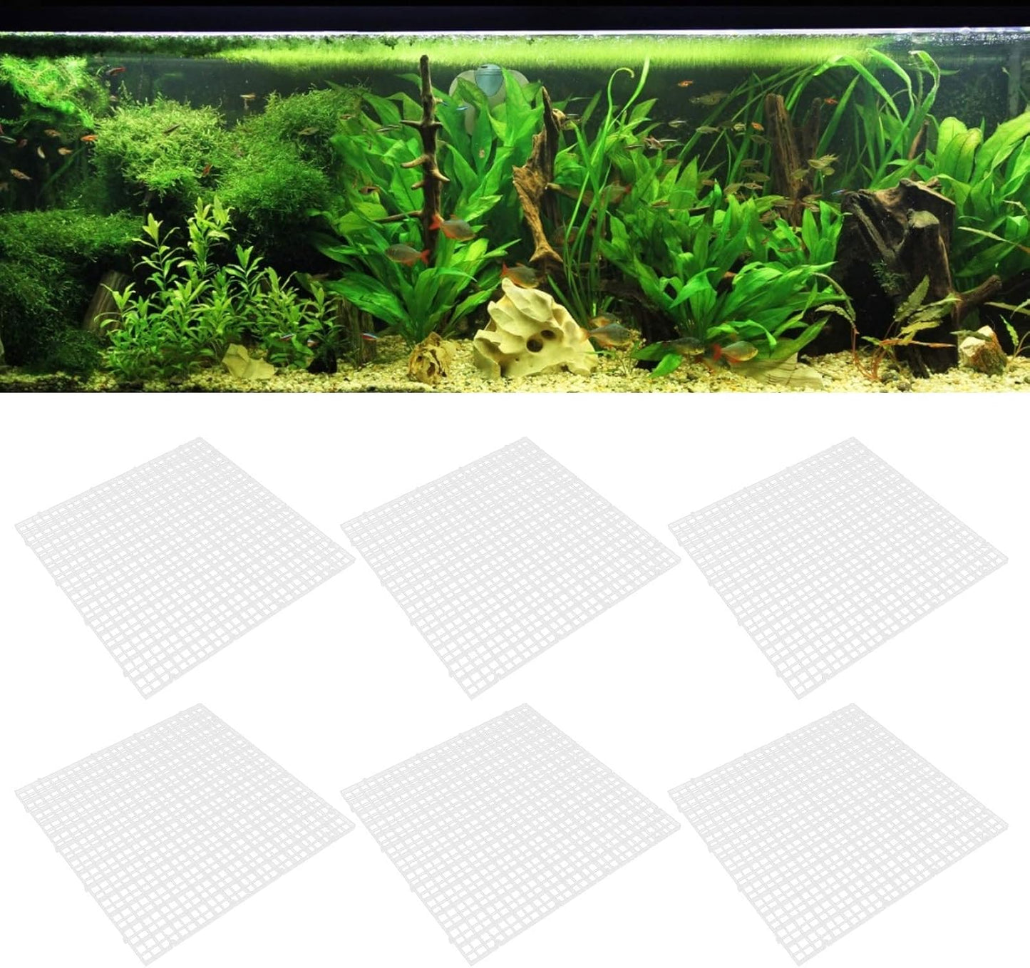 6Pcs Aquarium Fish Divider Isolation Board Bottom Filter Grid Plate Dividers Crate Cutting Splicing for Mixed Breeding(White)