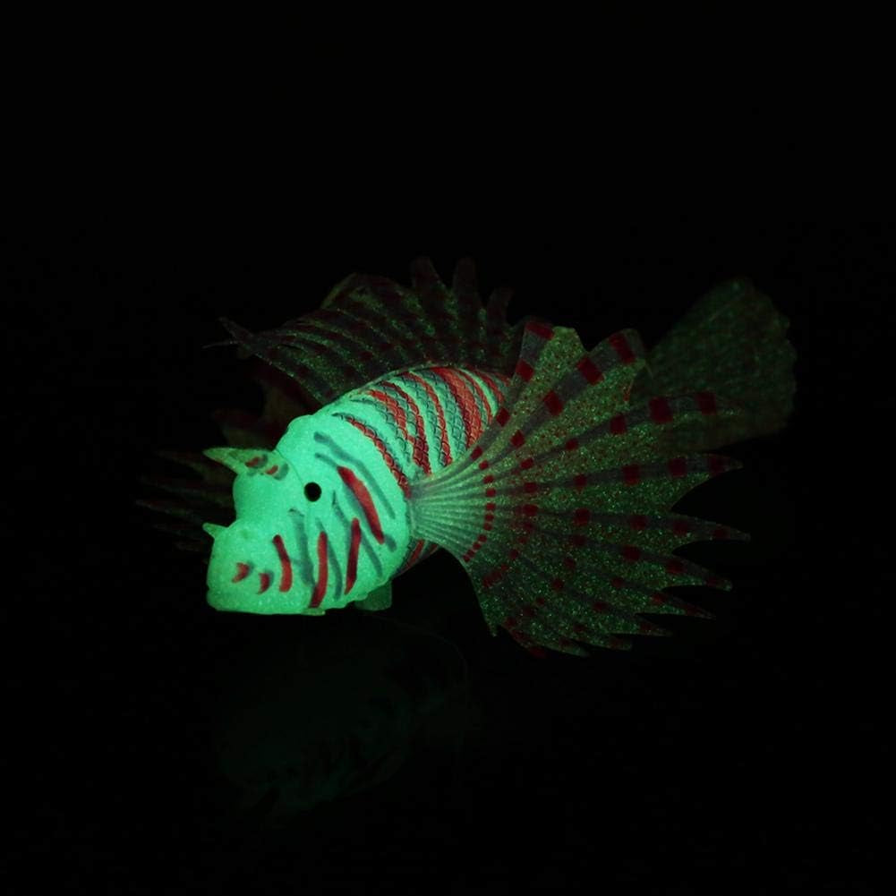 Artificial Glowing Fish, Artificial Glowing Lion Fish Luminous Fake Fish Aquarium Fish Landscape Ornament Simulation Animal Decoration(Red)