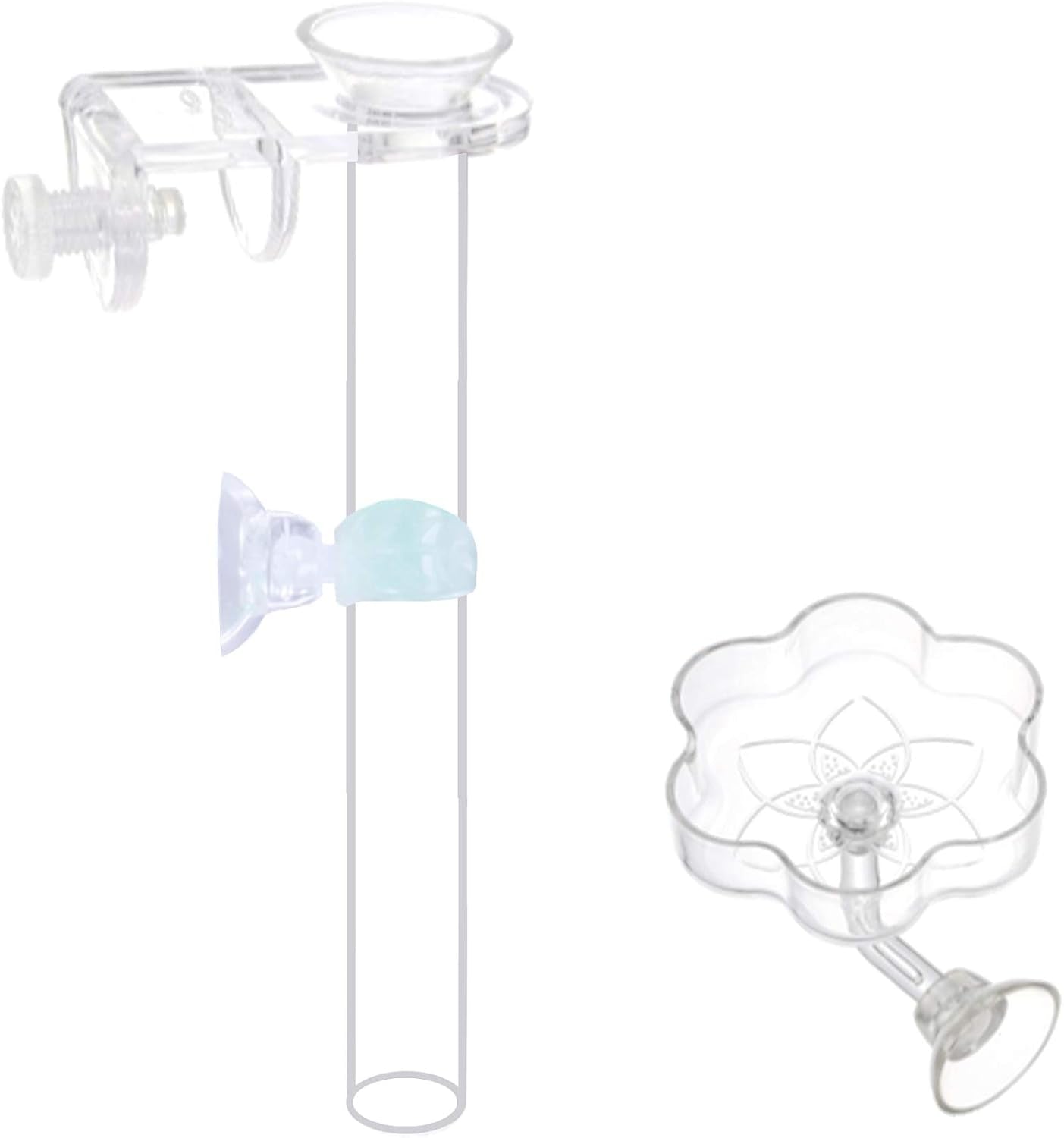Aquarium Shrimp Small Fish Feeding Dish and Feeding Tube Kit, Including Glass Feeder Tube Acrylic Feeder Dish and Holder, 3 Lengths Optional, 7.8 Inches, 11 Inches, 13.7 Inches (L-13.7 Inches)