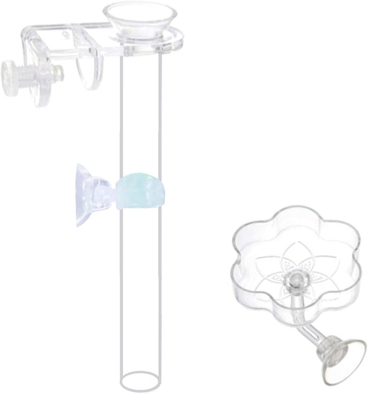 Aquarium Shrimp Small Fish Feeding Dish and Feeding Tube Kit, Including Glass Feeder Tube Acrylic Feeder Dish and Holder, 3 Lengths Optional, 7.8 Inches, 11 Inches, 13.7 Inches (L-13.7 Inches)