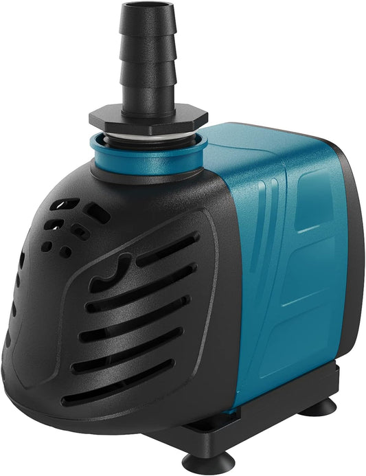 Aquarium 550 GPH Submersible and Inline Water Pump 45W 6.5Ft High Lift AC 120 V Quiet Compact Return Pump with 6 Ft. Power Cord for Fish Tanks Pond Waterfalls Fountains Sumps and Gardens