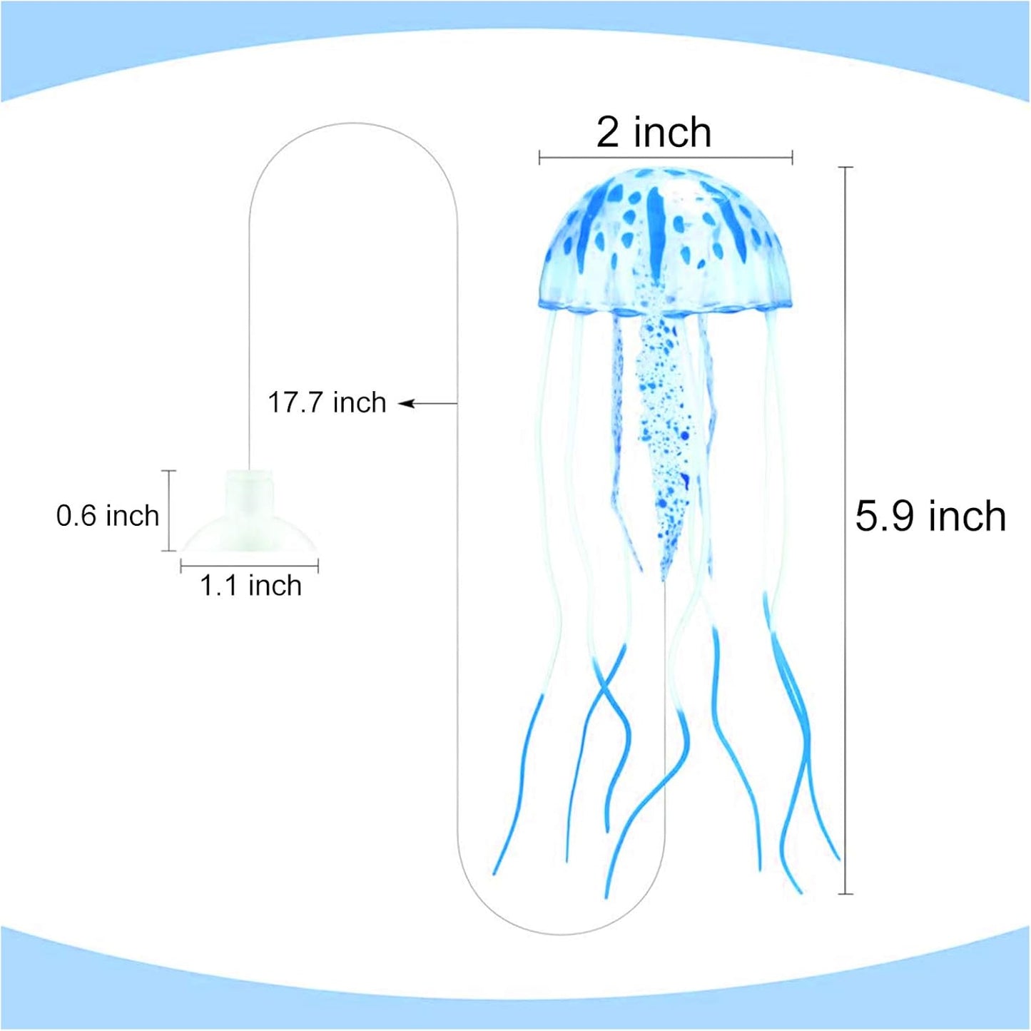 2 PCS Jellyfish Fish Tank Decorations, Simulation Jellyfish Plant Ornament, Fish Tank Jellyfish Glow Decorations, Fishtank Decorations for Various Aquarium (S, Blue)