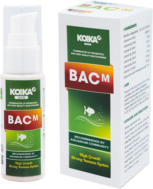BACM Natural Color Enhancement for Fish, Combination of Probiotic & Multi-Vitamins for Aquarium A, B6, B2, Pleasant Smells (BACM, 30Ml)