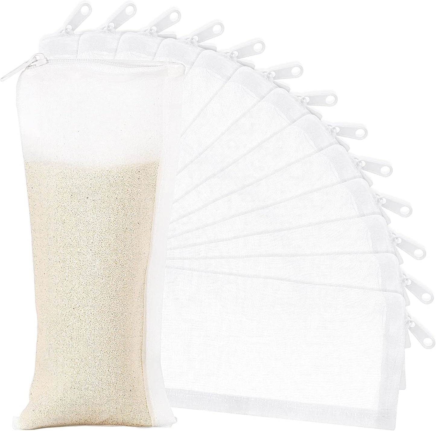 15 Pieces Aquarium Filter Media Bags 150 Micrometer Fine Filter Bags Mesh Reusable with Zipper for Activated Carbon Resins (3.1 X 7.9 Inch, Nylon)