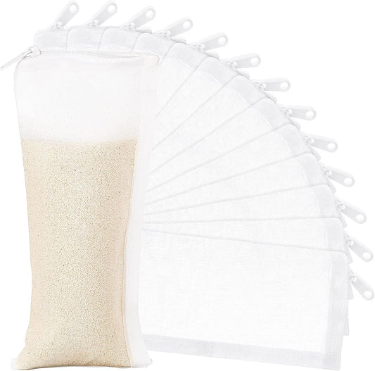 15 Pieces Aquarium Filter Media Bags 150 Micrometer Fine Filter Bags Mesh Reusable with Zipper for Activated Carbon Resins (3.1 X 7.9 Inch, Nylon)