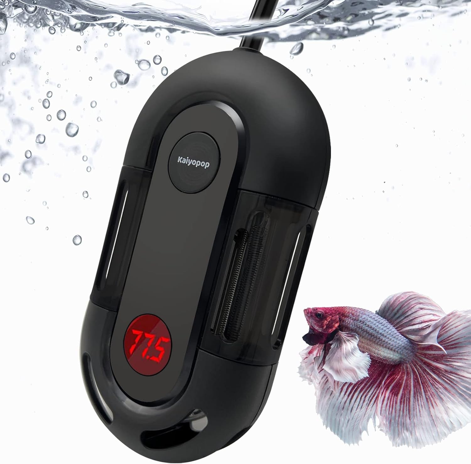 Mini Aquarium Heater for Fish Tank Submersible Small Heater with Intelligent LED Temperature Display and External Controller for Betta Fish Tank and Turtle Tank (25W)