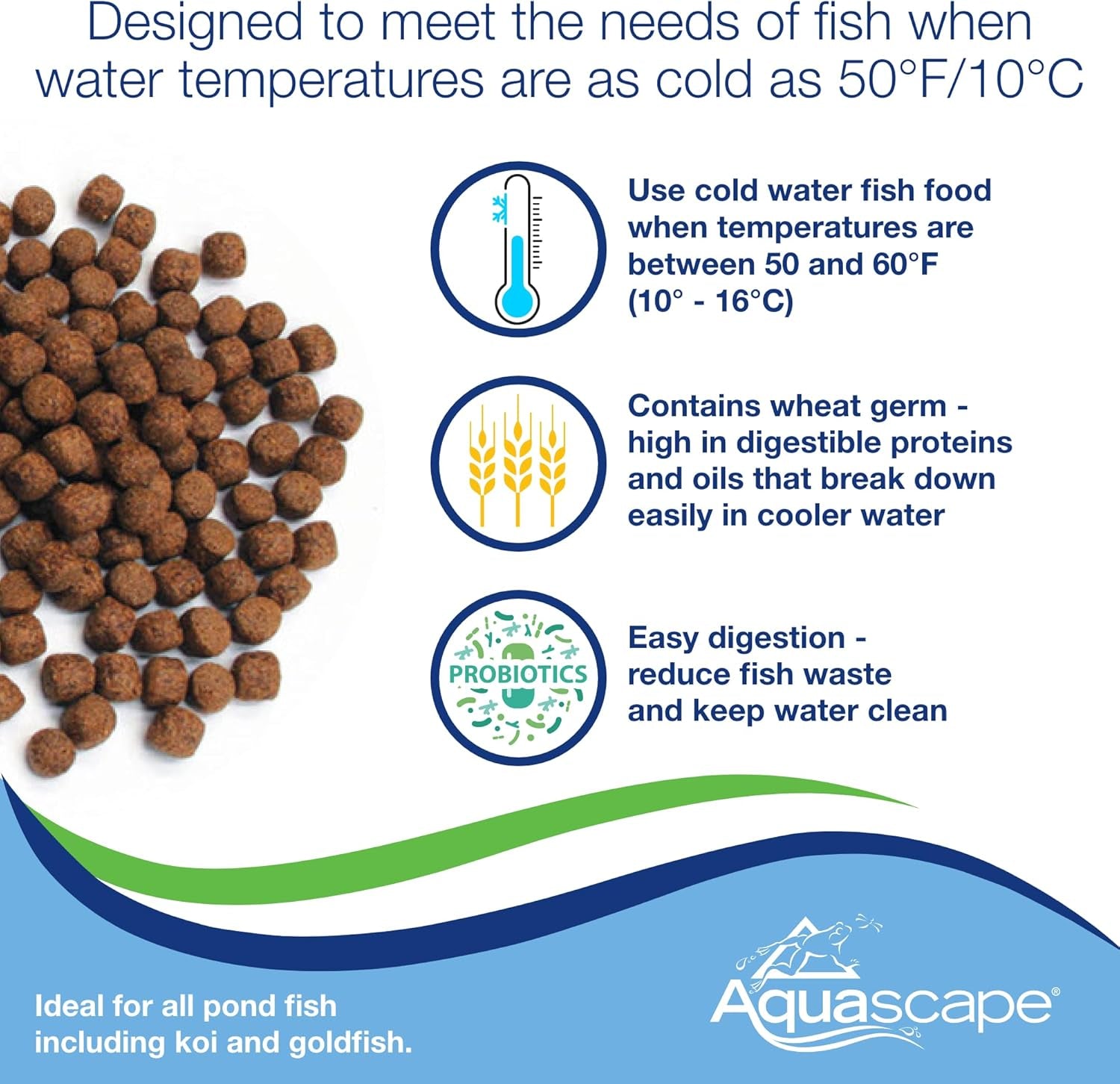 Premium Cold Water Fish Food Pellets for Large Koi and Pond Fish, Large Pellet, 4.4 Pounds | 98872