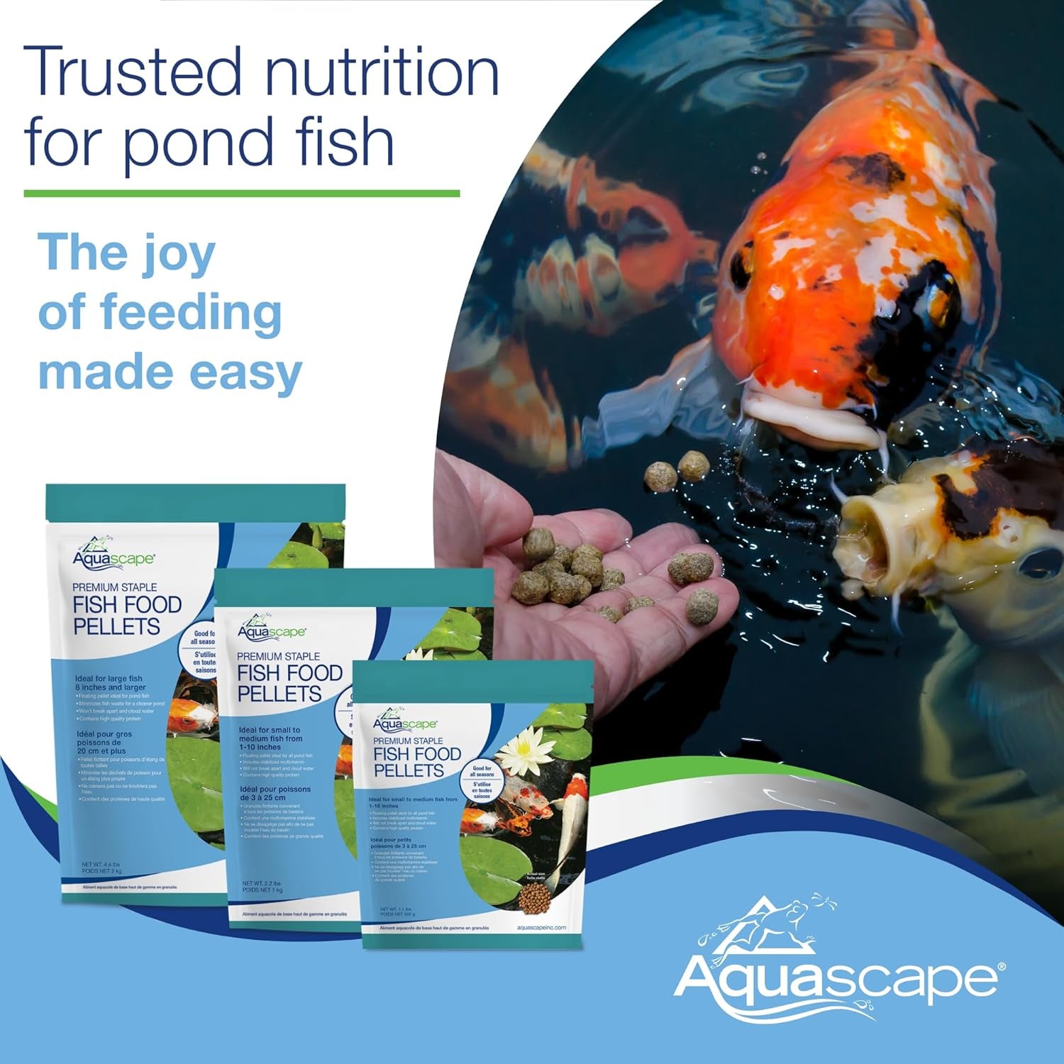 Premium Staple Fish Food Pellets for Small to Medium Pond Fish, Medium Pellet, 2.2 Pounds | 98868