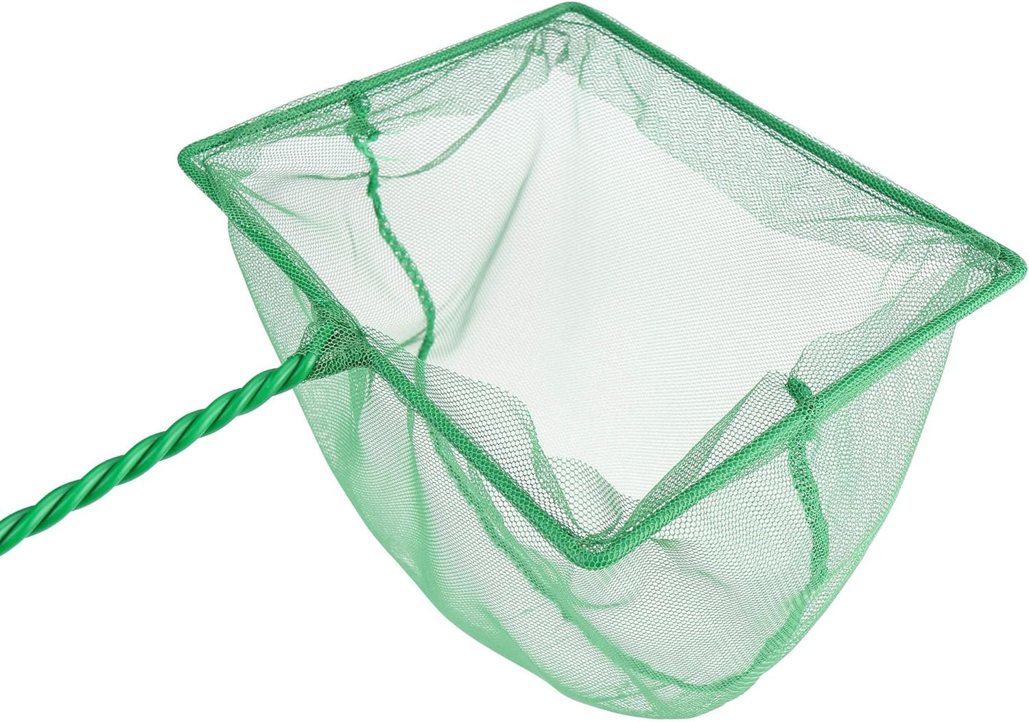 4In 5In 6In Aquarium Fish Net Green Fine Mesh Nylon Net Collection with 11" Long Handle Square Quick Catch Fish Net for Fish Tank