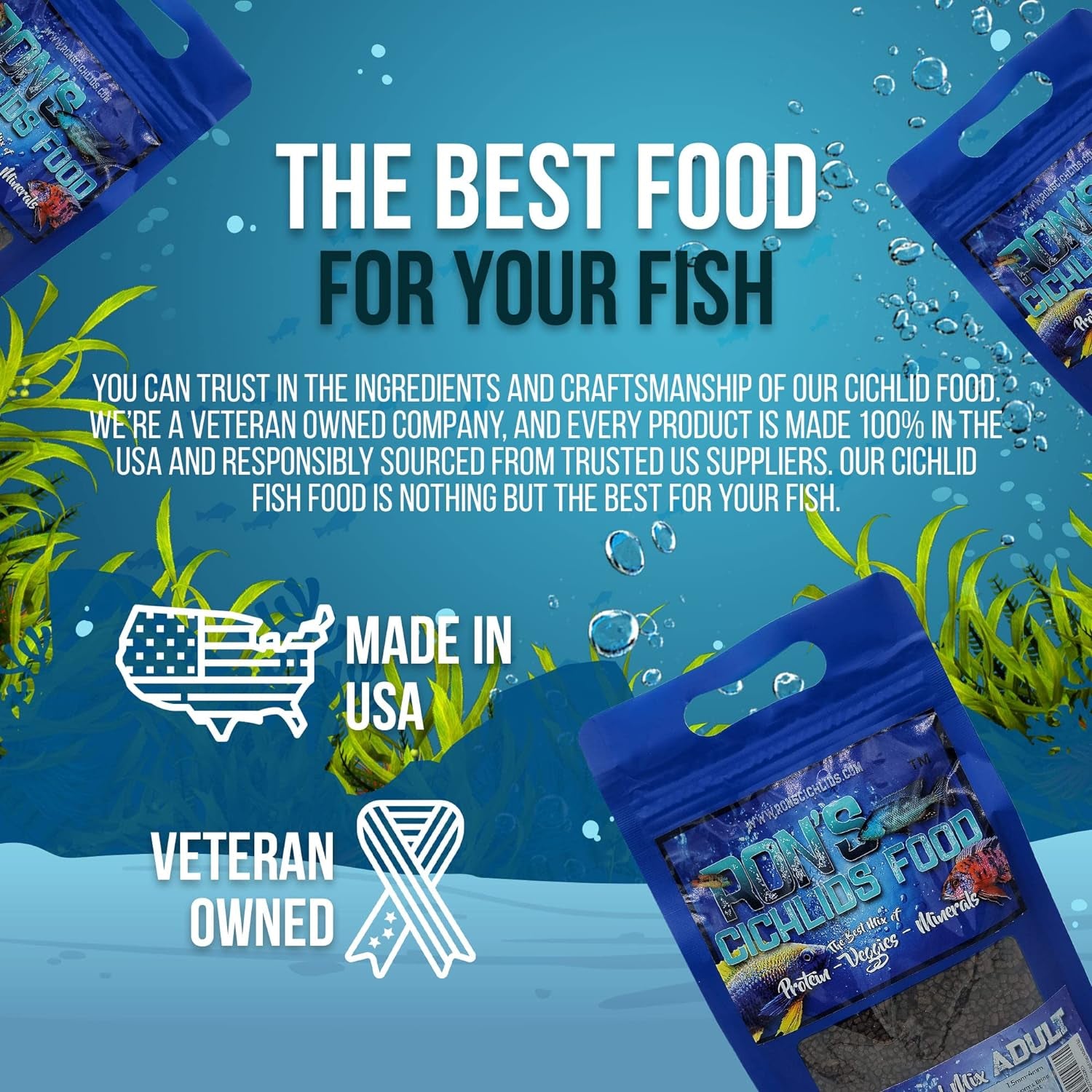 African Cichlid Fish Food, Premium Tropical Fish Food Pellets with Protein, Veggies & Fruits for Healthier, Brighter & Bigger Tropical Fish & Cleaner Tanks, Juvie Blend, 8 OZ