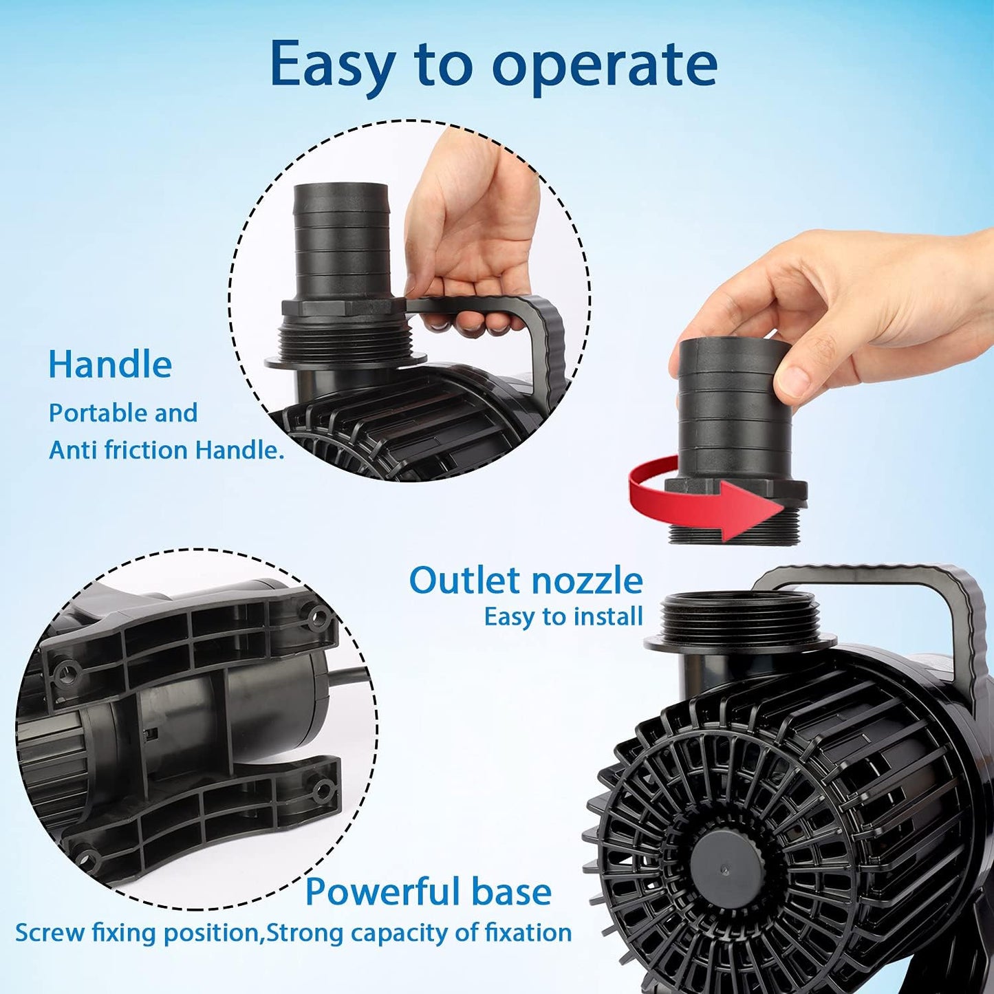 (9800GPH-620W,UL Listed) High Flow Submersible Pond Water Aquarium Pump Multi Scenario Application