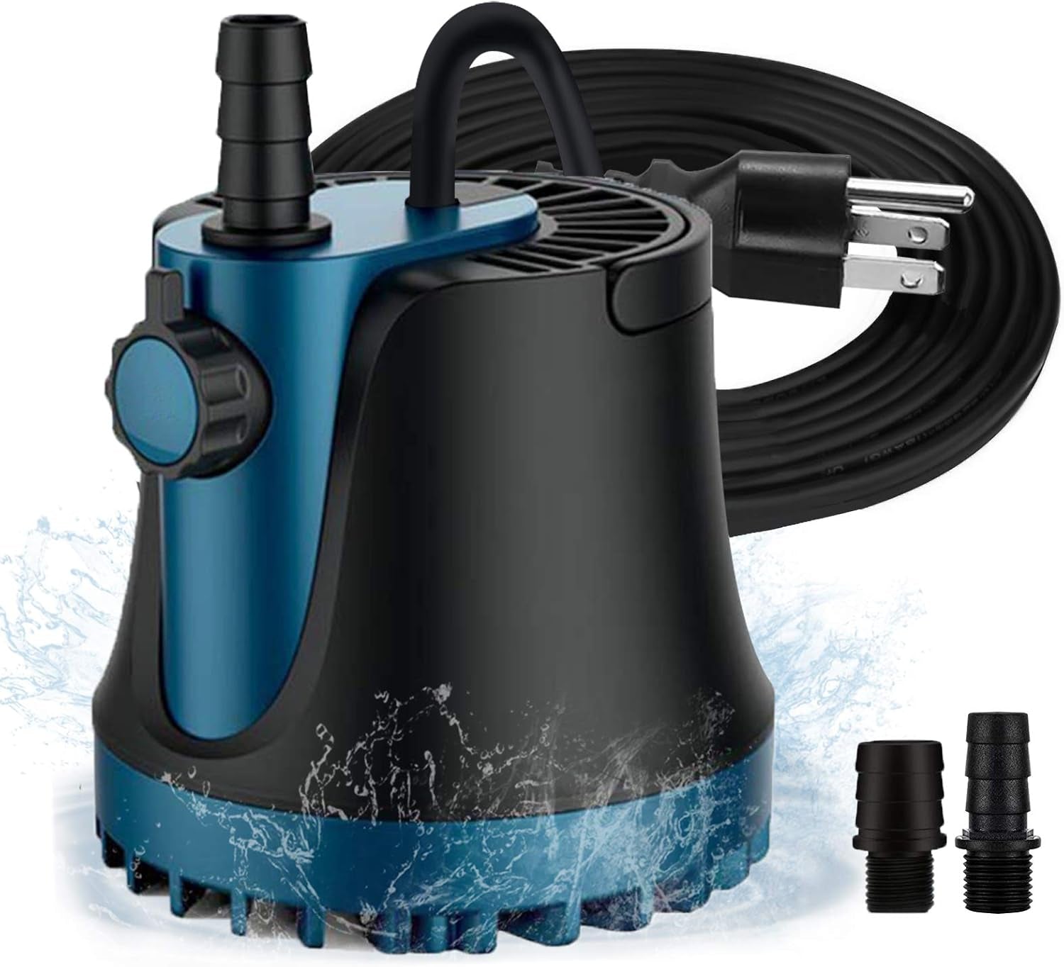 Submersible Pump with Adjustable Flow Rate,  Aquarium Fountain Pump, Ultra Quiet Water Pump for Pool, Fish Tank, Pond, Hydroponics, Ultra-Low Water Level with High Lift (400GPH, 25W)