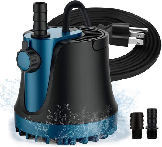 Submersible Pump with Adjustable Flow Rate,  Aquarium Fountain Pump, Ultra Quiet Water Pump for Pool, Fish Tank, Pond, Hydroponics, Ultra-Low Water Level with High Lift (400GPH, 25W)