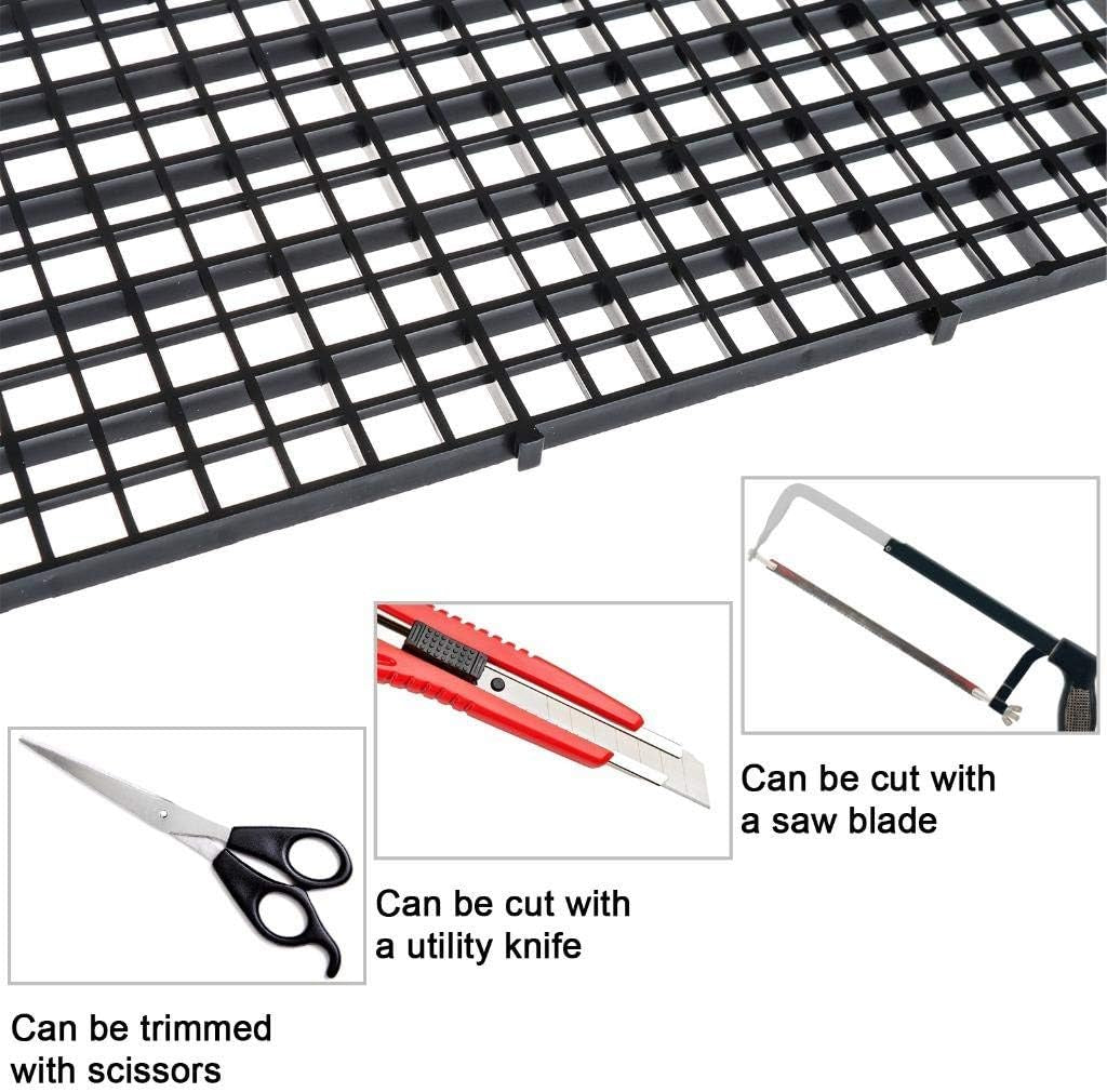 12Pcs Aquarium Fish Tank Divider Plastic Egg Crate Aquarium Filter Bottom Tray Grid Isolation Board Partition Net Pane Separator for Mixed Breeding Light Diffuser,15Pcs Sucker Clips Suction Cups,Black