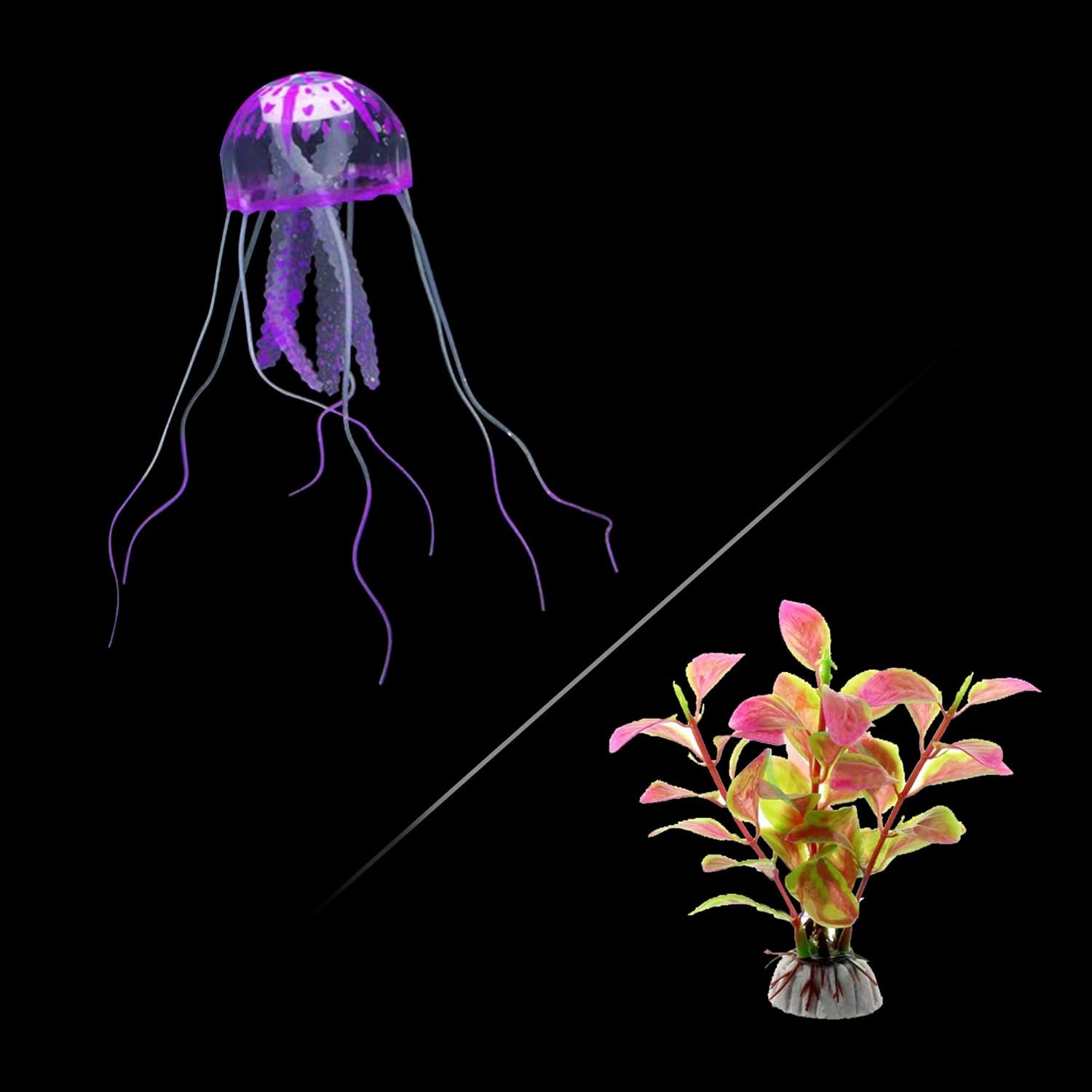 , Aquarium Floating Decoration, Silicone Simulation, Non-Toxic Harmless (Purple)