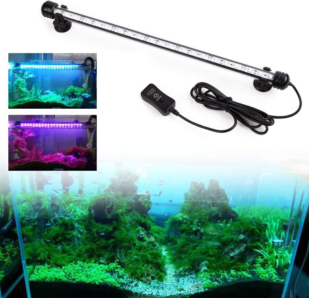 LED Aquarium Light, Fish Tank Light Waterproof RGB Colorful Underwater Submersible LED Lights Strip Background Decorate Lighting, 15"