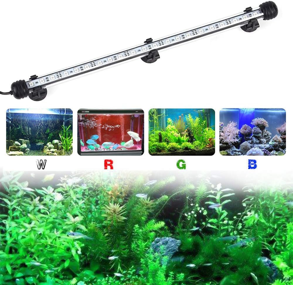 LED Aquarium Light, Fish Tank Light Waterproof RGB Colorful Underwater Submersible LED Lights Strip Background Decorate Lighting, 15"