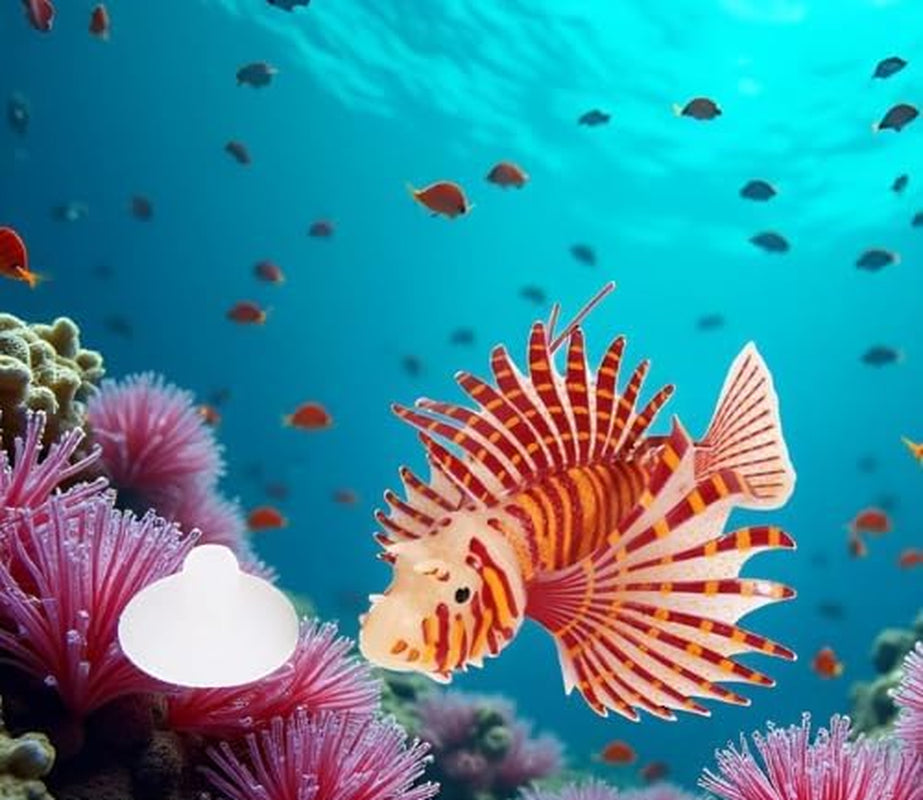Artificial Glowing Fish, Artificial Glowing Lion Fish Luminous Fake Fish Aquarium Fish Landscape Ornament Simulation Animal Decoration(Red)